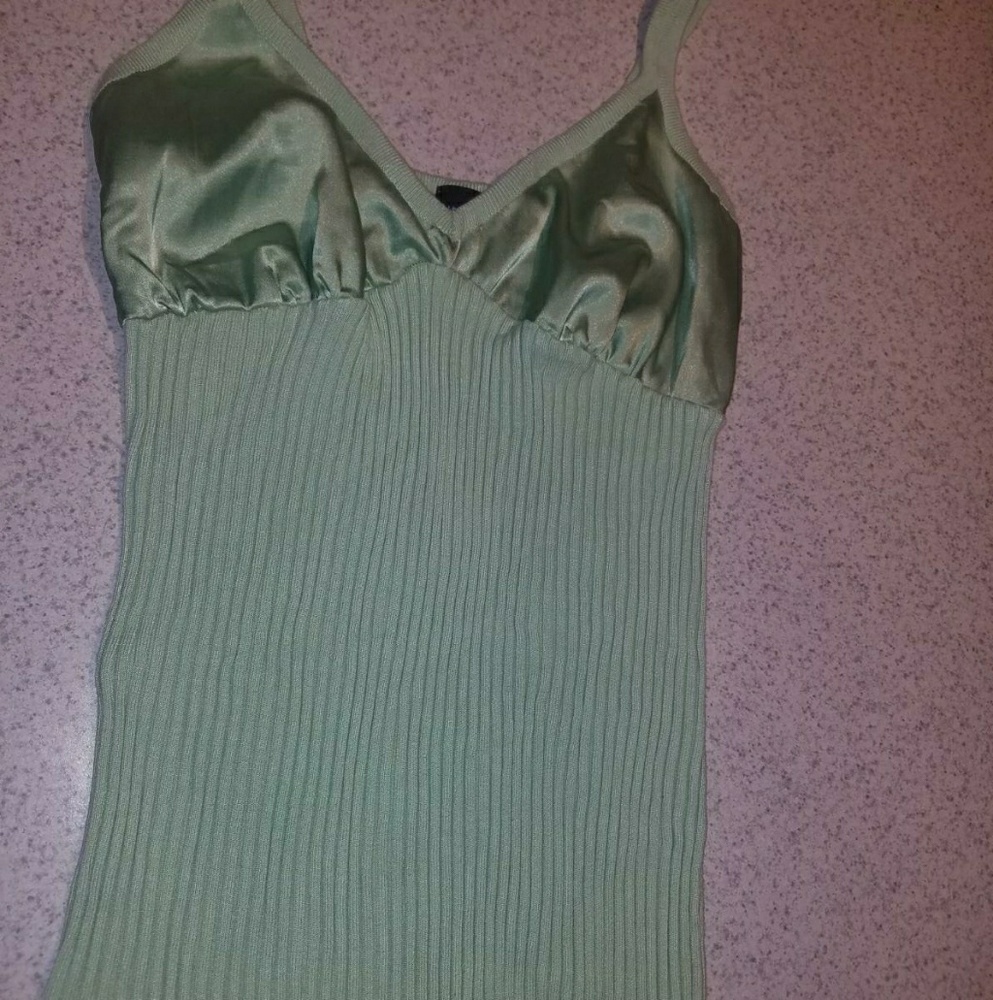 Ribbed Tank-Top with Faux Silk Accents